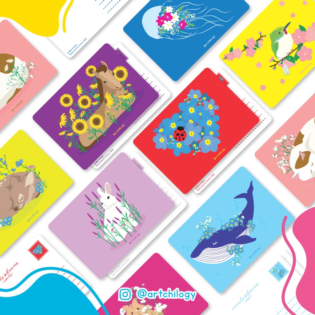 

Cute Animal Postcard by ARTCHILOGY / Kartu Pos Ucapan Greeting Card Digital Painting