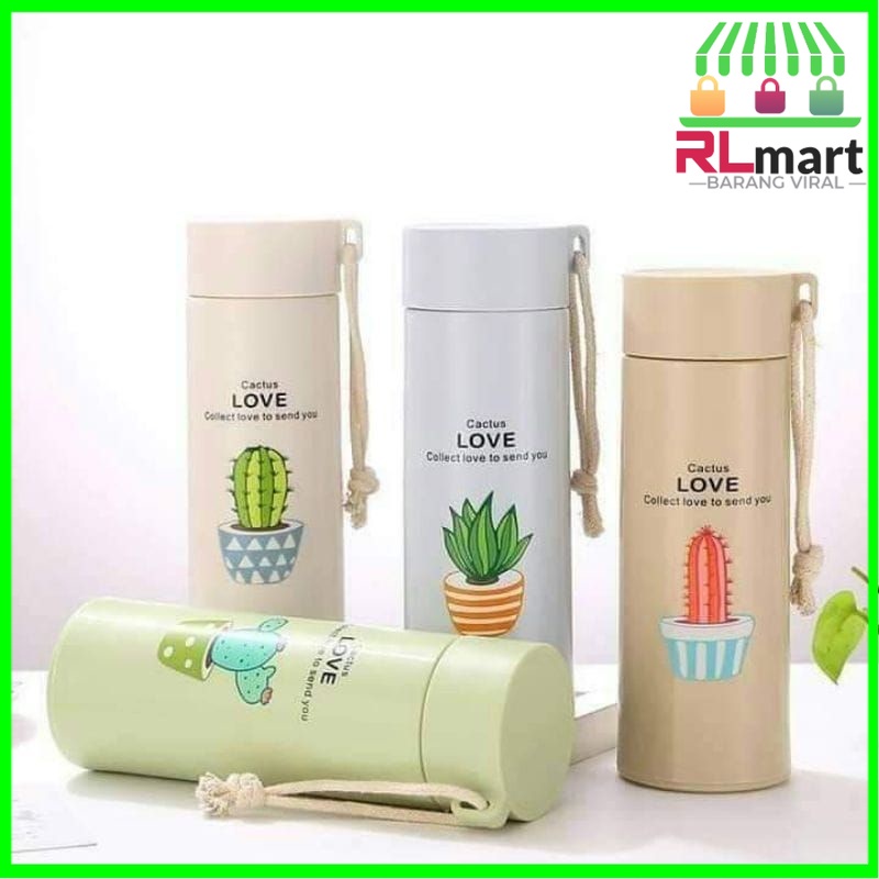 botol kaktus + box botol karakter botol gambar kaktus botol termos botol minum kaktus  400ml