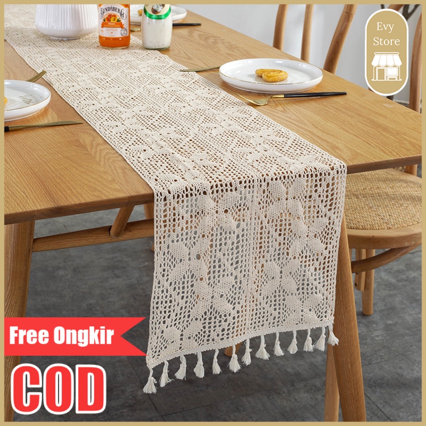 Evy Store COD Tabble Runner Alas Taplak Meja Makan | Table Runner Nordic UK 30x200