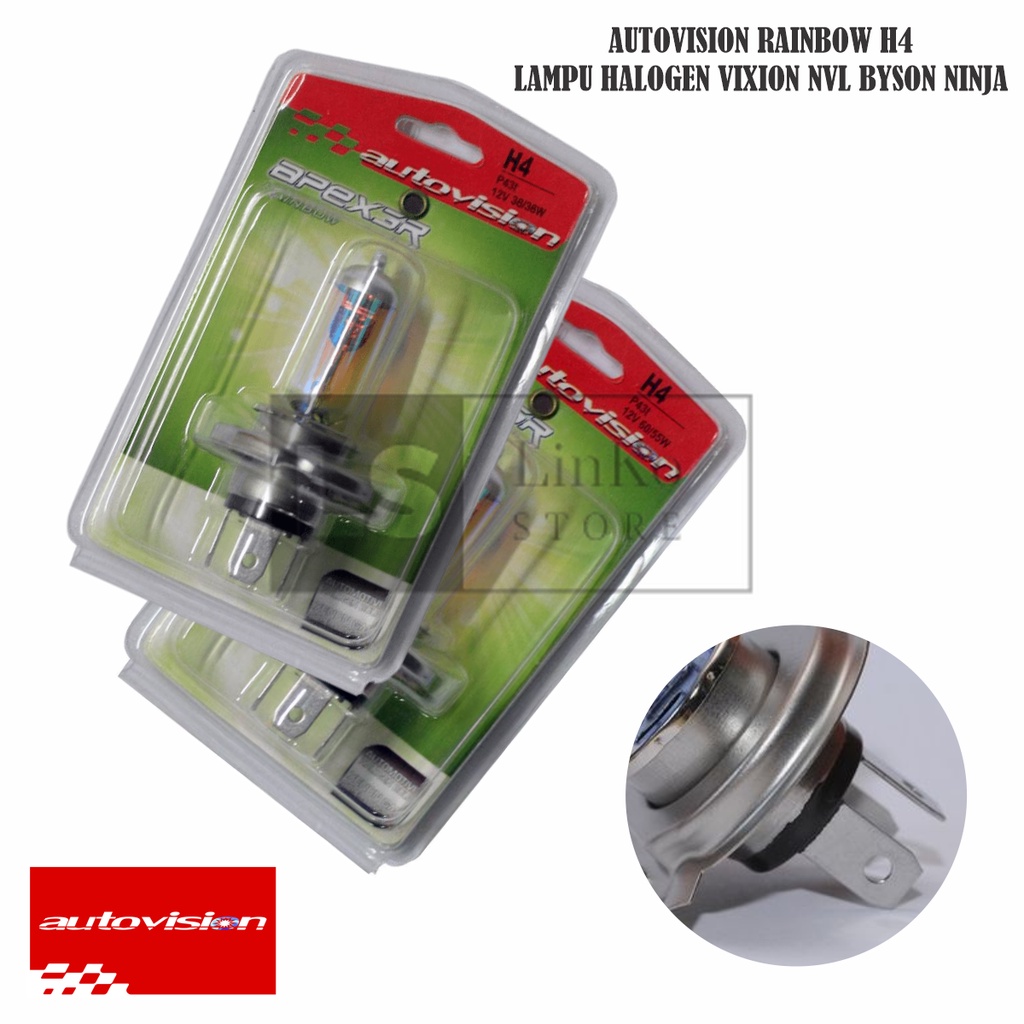 Bohlam Halogen Autovision Rainbow H4 5000k 36w 60w Motor Mobil Kuning Pelangi 12V