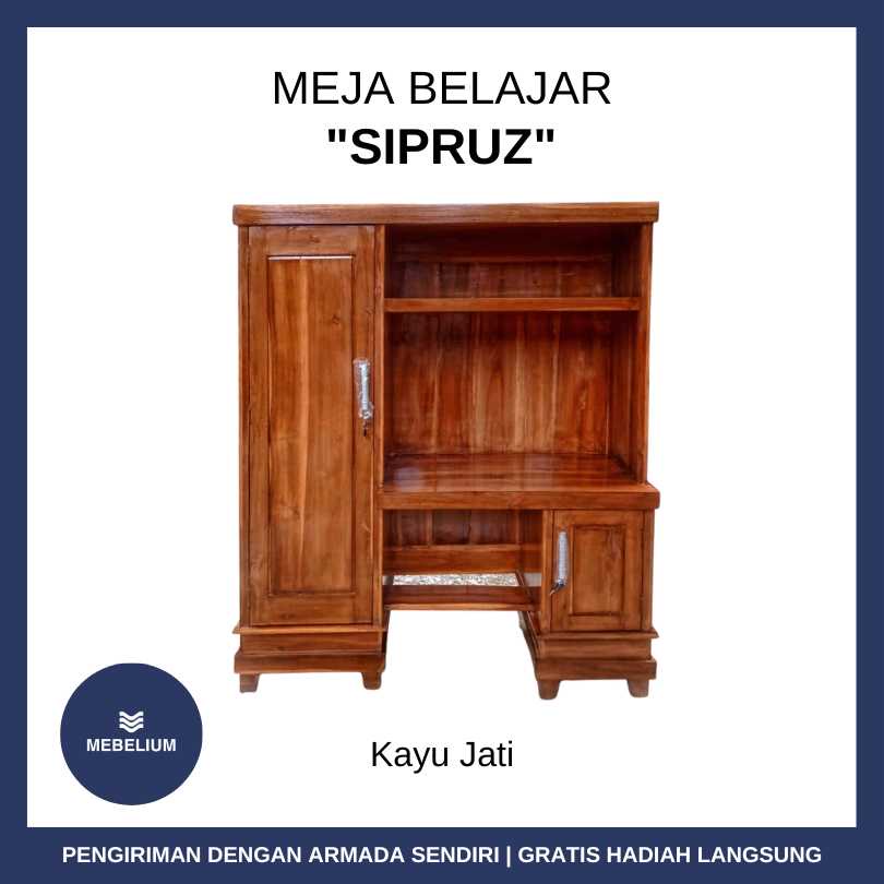 Meja Belajar Kayu Jati Sipruz / Meja Kerja Kayu Jati