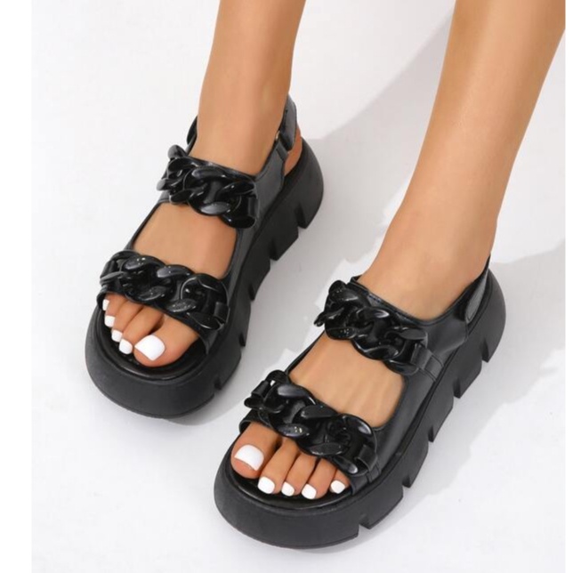 Sandal Wanita Karet Jelly Wedges Platform Tebal  Tali Belakang Ban Dua 2312-B2