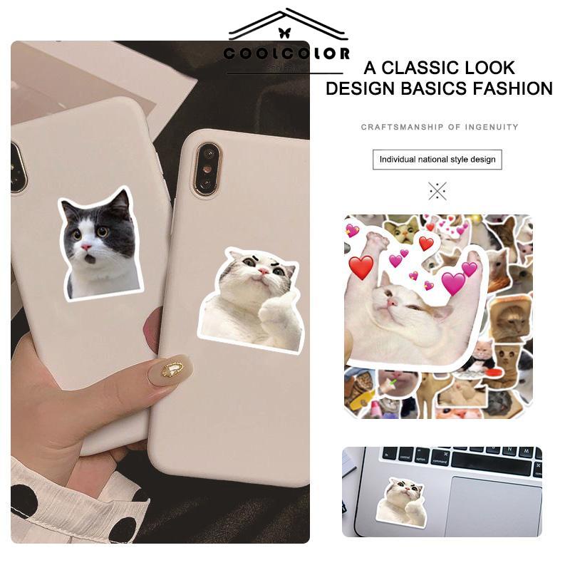 COD❤️Kartun Kucing Lucu Buku Tempel Stiker Pribadi Grafiti Bagasi Ponsel Case Gitar Skateboard- cl