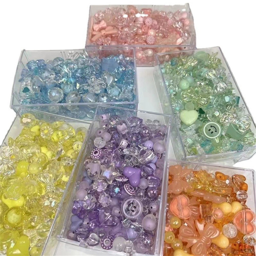 Aneka Set Aksesoris Diy Dengan Manik-Manik Akrilik Multi Warna Untuk Kalung Gelang Dan Anting Telepon