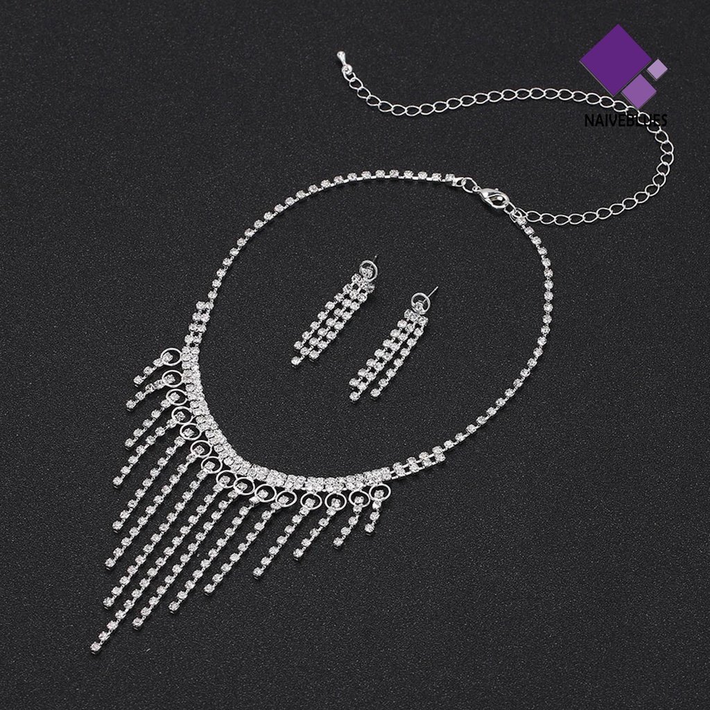 Naiveblue &gt; 1set Anting Rumbai Bertatahkan Temperamen Pengerjaan Indah Gloss Rumbai Shinyny Aksesori Berat