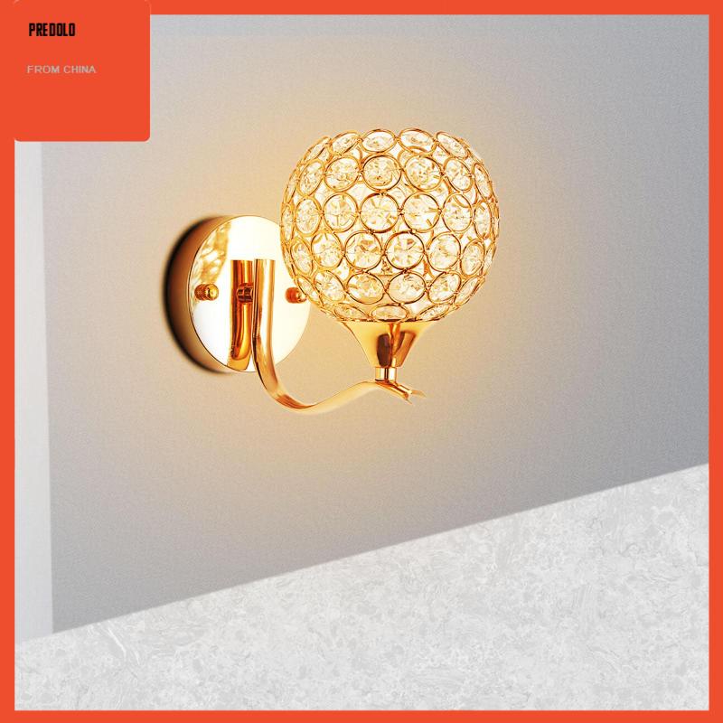 [Predolo] Lampu Dinding Chic Ornamen Baca Gold Fiting Lampu Samping Tempat Tidur E27 Socket