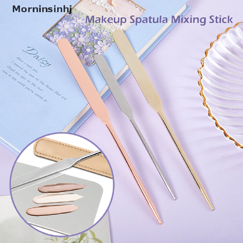 Mornin Spatula Toner Makeup Kepala Ganda Bahan Stainless Steel Dengan Stik Pencampur Tas PU id