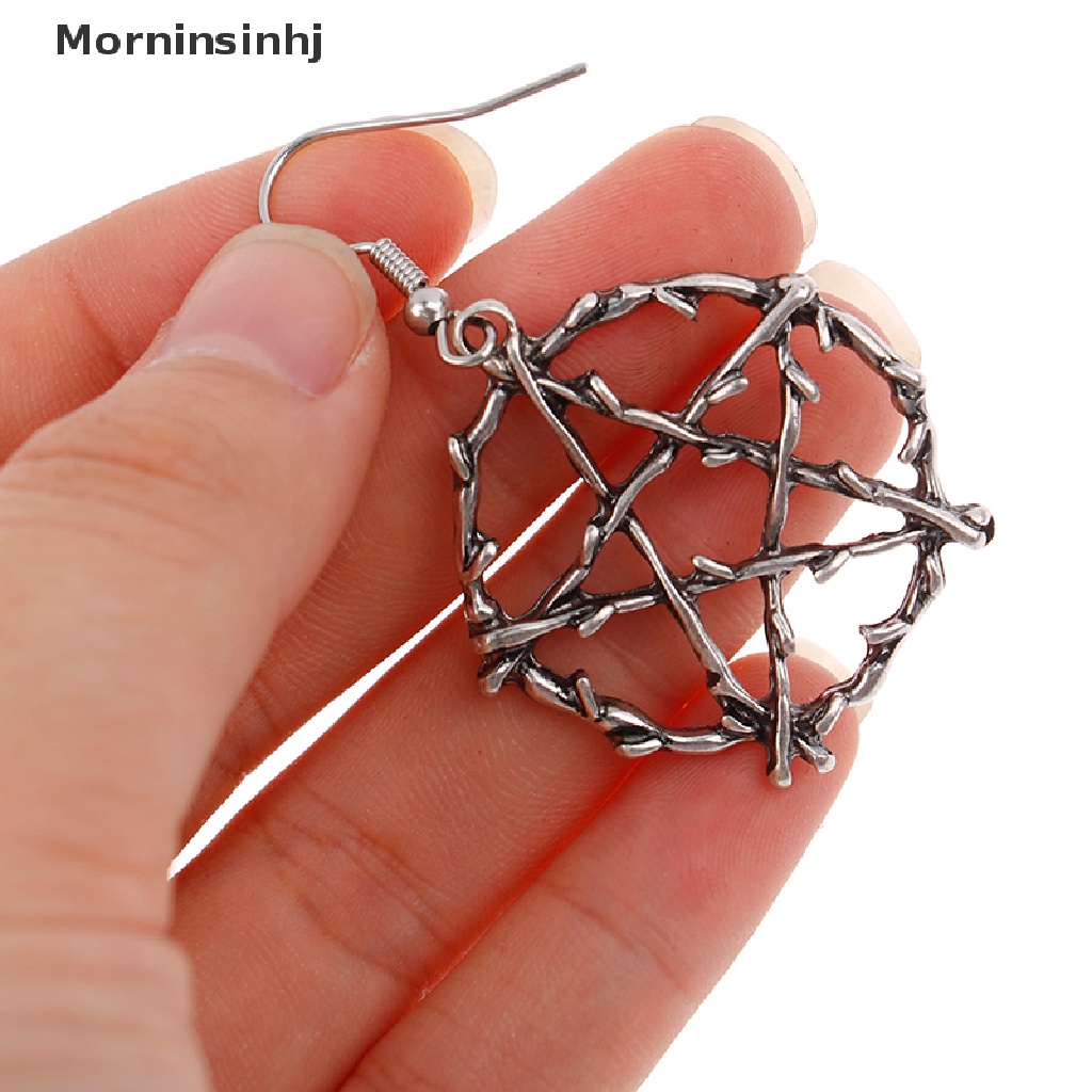 Mornin Goth Pentagram Drop Anting Wanita Bintang Earring Punk Gothic Aksesoris id