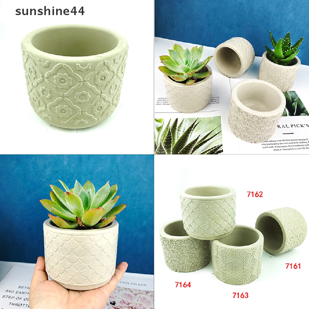 Cetakan Silikon Pot Bunga Silinder Sunshine DIY Semen Concrete Plester Jar Mold ID