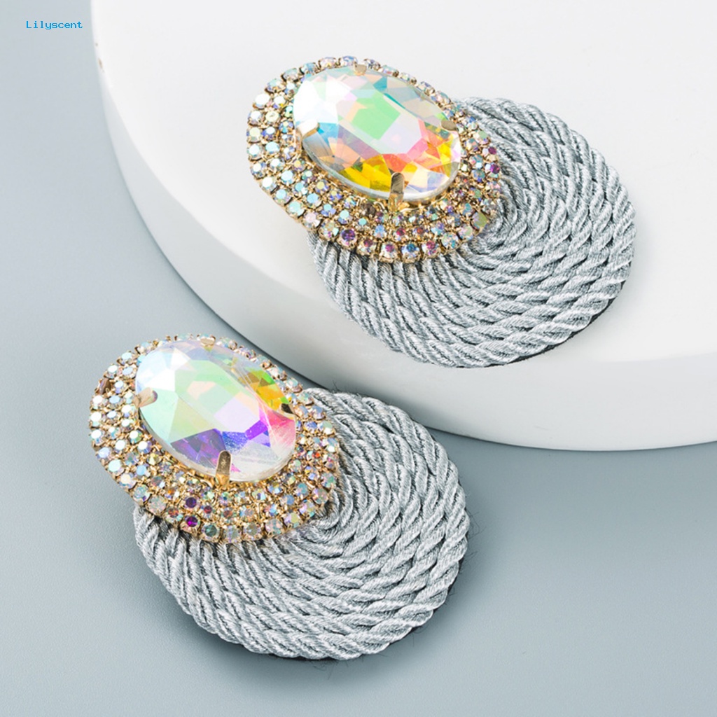 Lilyscent 1pasang Anting Lady Menjuntai Untuk Pakaian Sehari-Hari Shiny Geometric Round Stud Earrings All Match