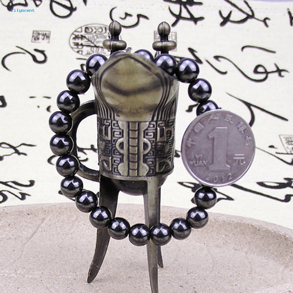 Gelang Batu Magnet Bulat Hitam Lilyscent Fashion Unisex Perawatan Kesehatan Bangle Jewelry