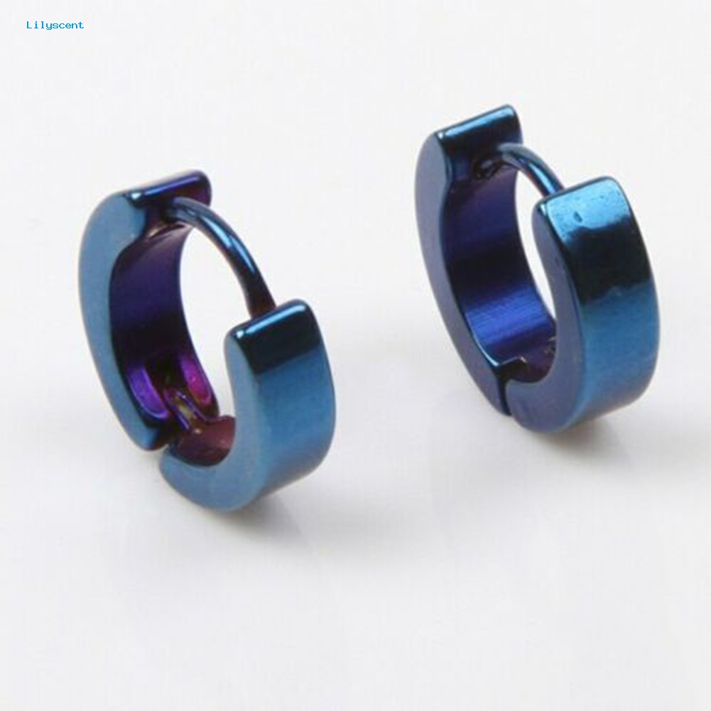 Lilyscent 1pasang Fashion Pria Keren Stainless Steel Huggie Hoop Earrings Perhiasan Kasual