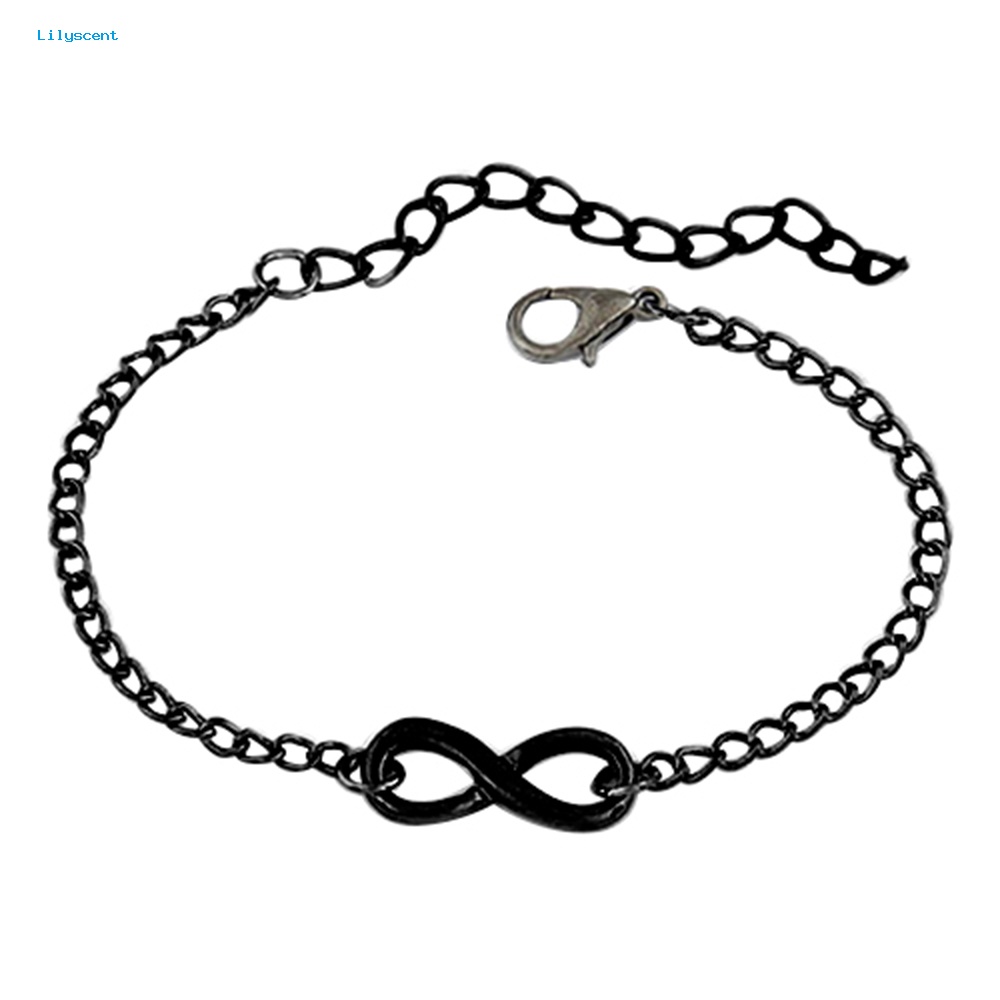 Lilyscent Punk Infinite Sign Gelang Rantai Logam Dengan Gesper Lobster Yang Dapat Disesuaikan