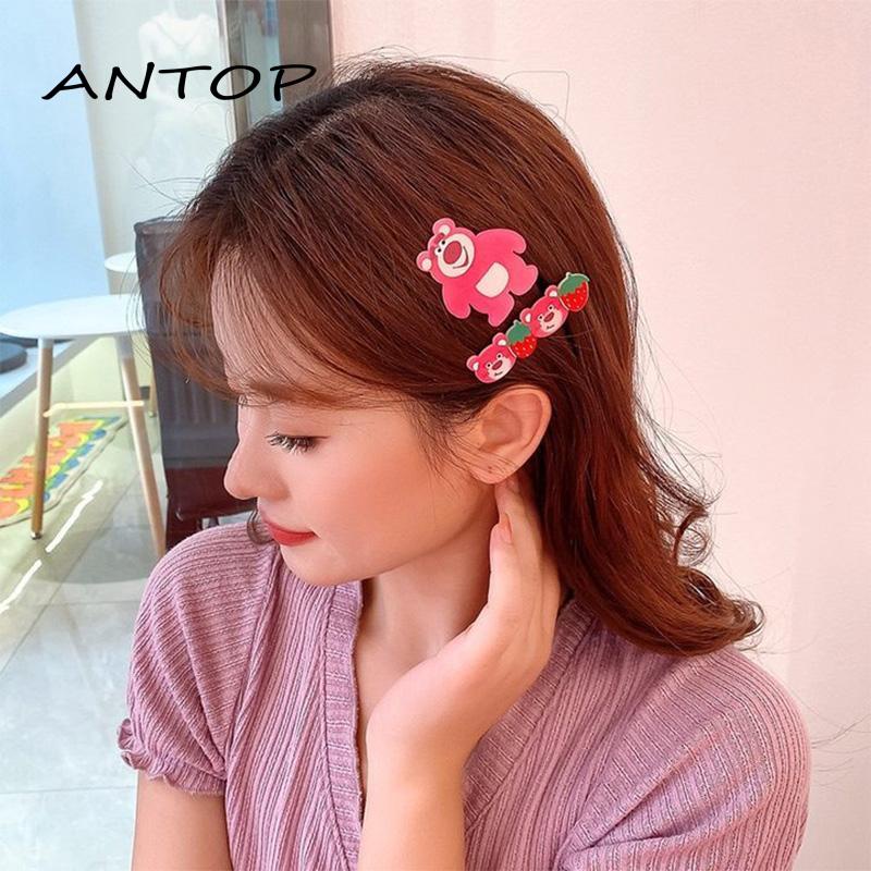 [Antop Termurah] Fresh Sweet Strawberry Bear Set Jepit Rambut Duckbill Clip Rambut Patah Klip Poni Samping