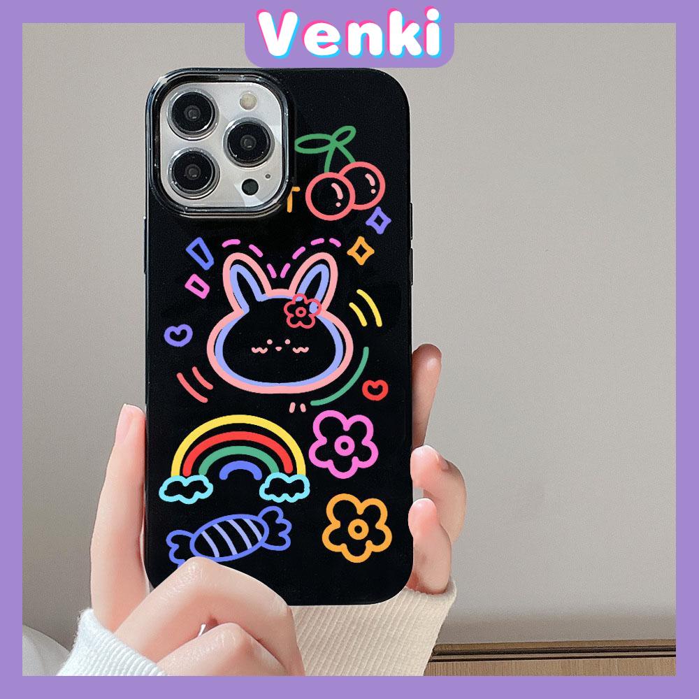 iPhone Case Soft TPU Glossy Black Candy Case Cute Colorful Rabbit Camera Protection Shockproof For iPhone 14 13 12 11 Pro Max 7 8 Plus X XR