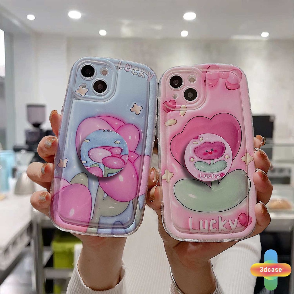 Compatible For Case IPhone 11 12 13 14 PRO MAX 6 7 6S 8 14 Plus X XR XS MAX 11 12 13 Se 2020 6SPlus 7Plus 6Plus 8Plus 14Plus XSMAX Lucky Tulip Couples Soap Case With Stand