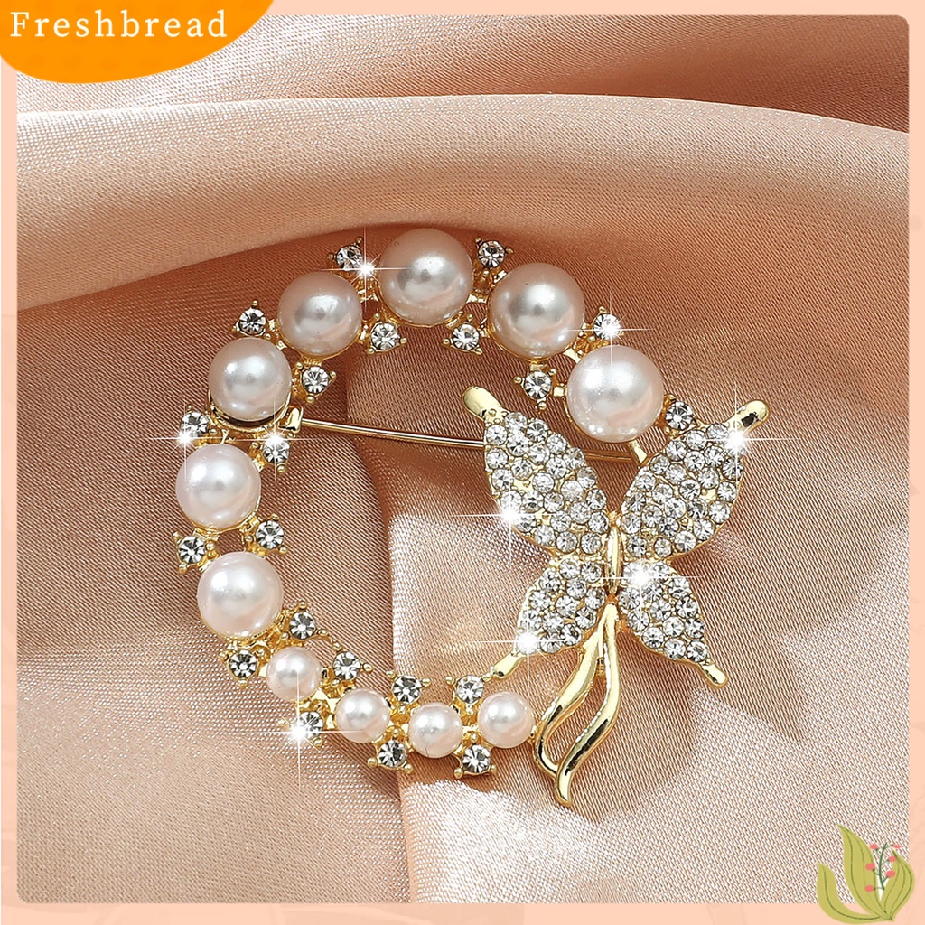 &lt; Freshbread &gt; Bros Round Hollow Out Mewah Bulat Mutiara Imitasi Berlian Imitasi Wanita Brooch Untuk Pacaran