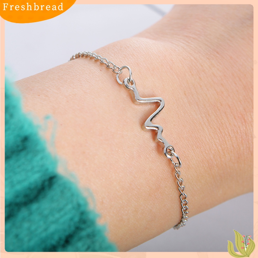 &lt; Freshbread &gt; Gelang Rantai Bangle Gelombang Suara Unik Gelang Tangan Wanita Pasangan Perhiasan Hadiah