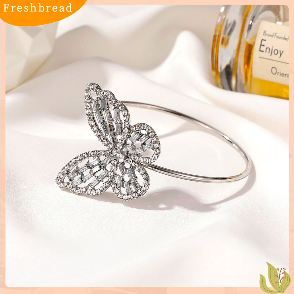 &lt; Freshbread &gt; Gelang Bangle Stylish All-match Flexible Alloy Pembukaan Adjustable Butterfly Untuk Pesta