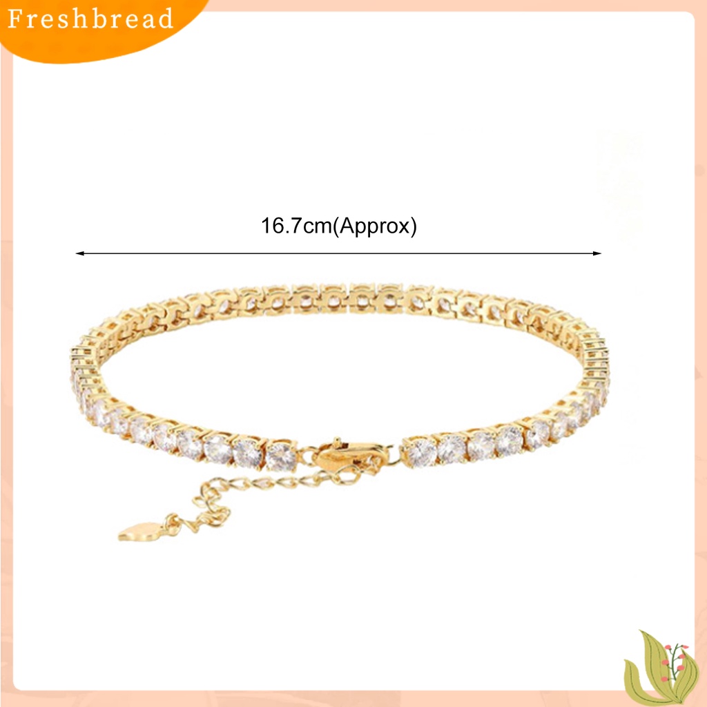 &lt; Freshbread &gt; Gelang Wanita Geometris Cubic Zirconia Aksesori Ringan Berkilau Gelang Untuk Pernikahan