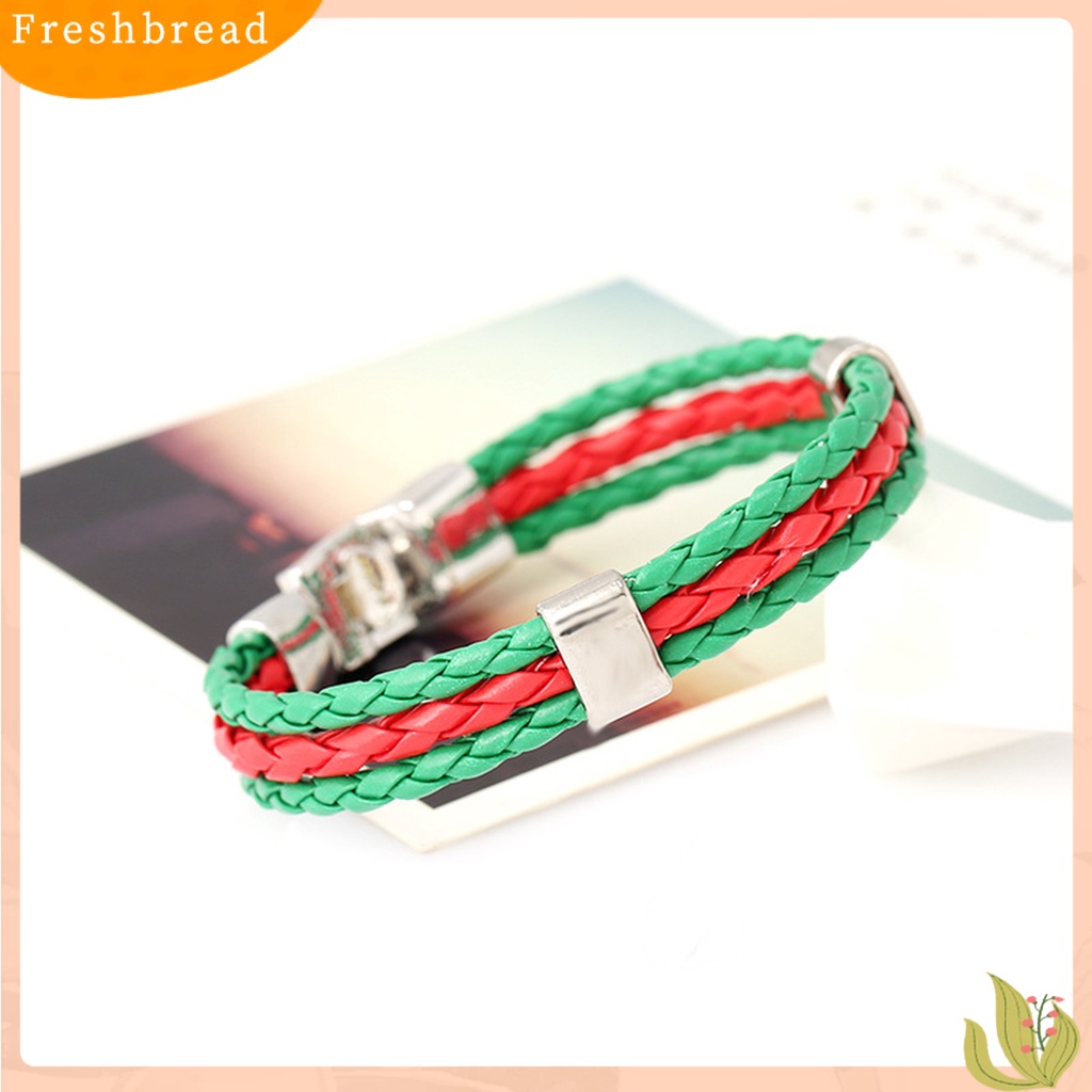 &lt; Freshbread &gt; Gelang Anyaman Dengan Gesper Multi Layers Casual World Cup National Element Bracelet Untuk Kehidupan Sehari-Hari