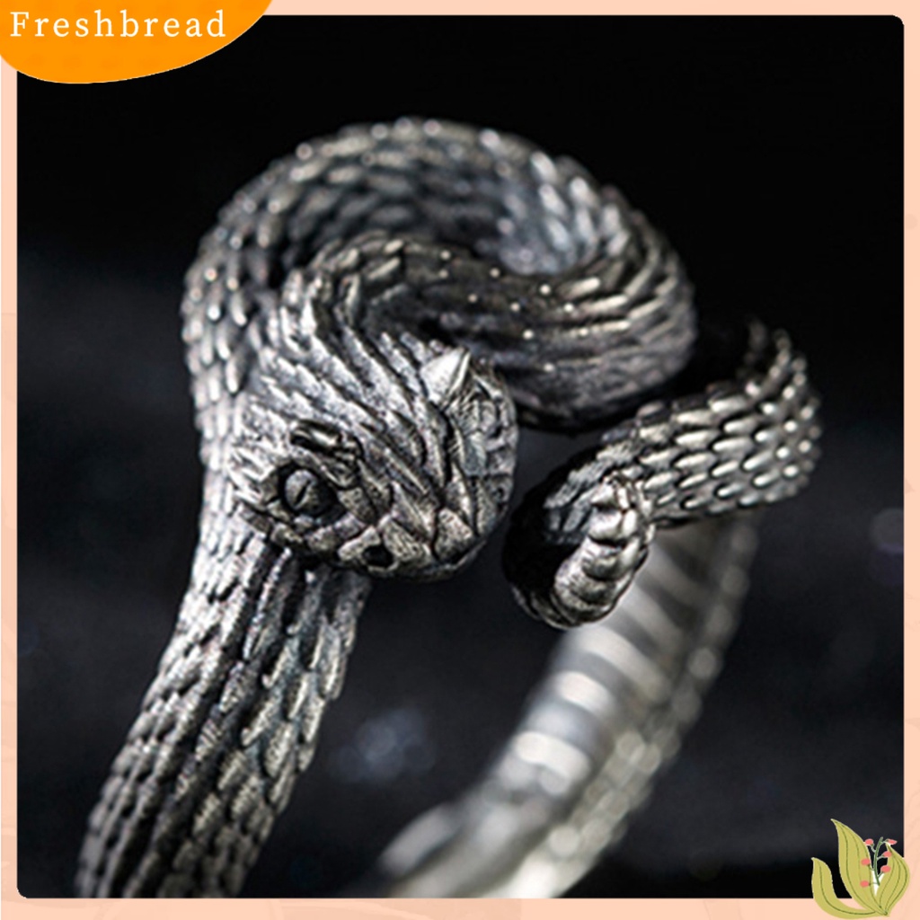 &lt; Freshbread &gt; Cincin Bungkus Pembukaan Adjustable Punk Hip Hop Alloy Bentuk Ular Untuk Pesta Cocktail