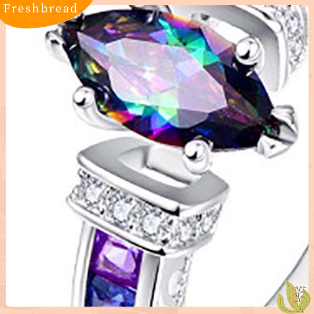 &lt; Freshbread &gt; Wanita Trendi Cincin Warna-Warni Cubic Zirconia Tidak Mudah Pecah Cincin Jari Fashion Mewah Untuk Perjamuan