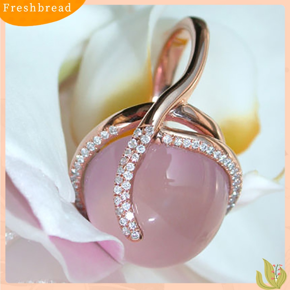 &lt; Freshbread &gt; Wanita Faux Moonstone Berlian Imitasi Bertatahkan Jari Cincin Hadiah Perhiasan Pesta Pernikahan