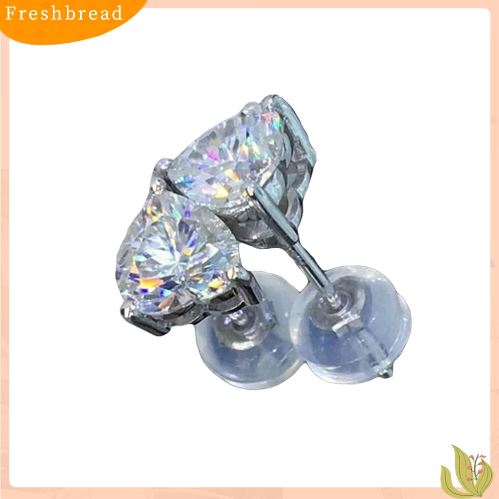 &lt; Freshbread &gt; Wanita Warna-Warni Hati Cubic Zirconia Hias Telinga Stud Anting Pesta Perhiasan Hadiah