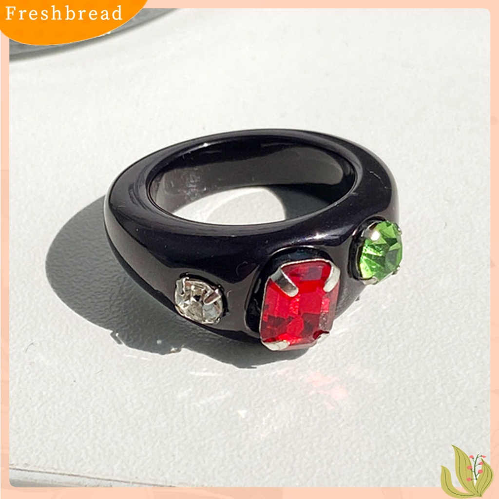 &lt; Freshbread &gt; Cincin Jari Berlian Imitasi Resin Warna Permen Simple All Match Ring Untuk Pacaran