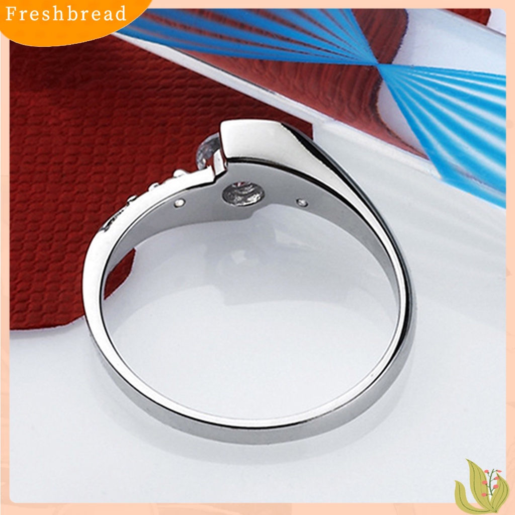 &lt; Freshbread &gt; Wanita Chic Cubic Zircon Sterling Silver Disepuh Alloy Pertunangan Pernikahan Cincin