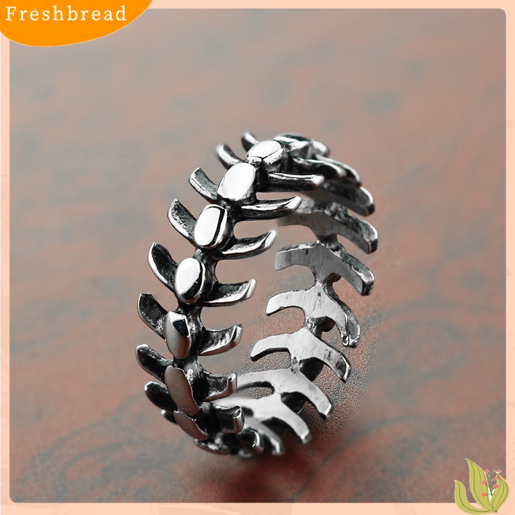 &lt; Freshbread &gt; Cincin Jari Pengerjaan Halus Geometris Electroplating Retro Menarik Dekorasi Warna Perak Naga Tulang Ikan Cincin Perhiasan Aksesori