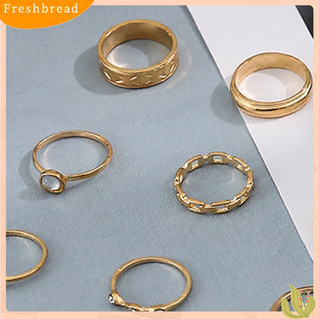 &lt; Freshbread &gt; 14 Pcs Knuckle Rings Heart Bright Luster Unisex Electroplating Stackable Knuckle Rings Aksesoris Perhiasan