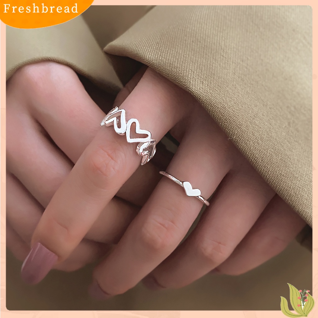 &lt; Freshbread &gt; 1pasang Finger Circlet Warna Solid Romantis Good-looking Matching Women Circlet Set Untuk Hadiah