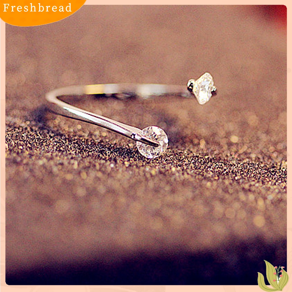 &lt; Freshbread &gt; Wanita Fashion Ganda Kubik Zirkon Bertatahkan Cincin Jari Terbuka Pesta Perhiasan Hadiah