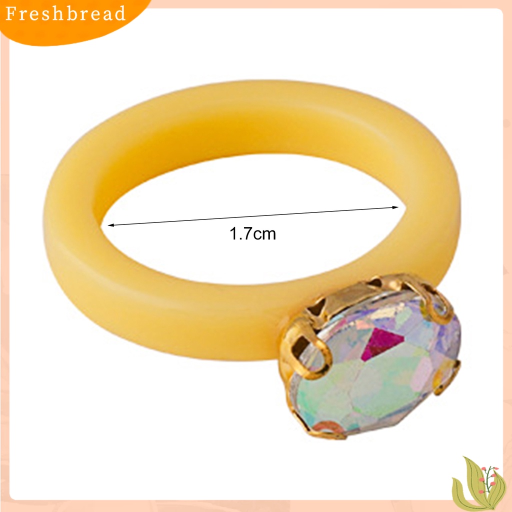 &lt; Freshbread &gt; Cincin Jari Berlian Imitasi Warna Permen Wanita All Match Round Ring Untuk Pacaran