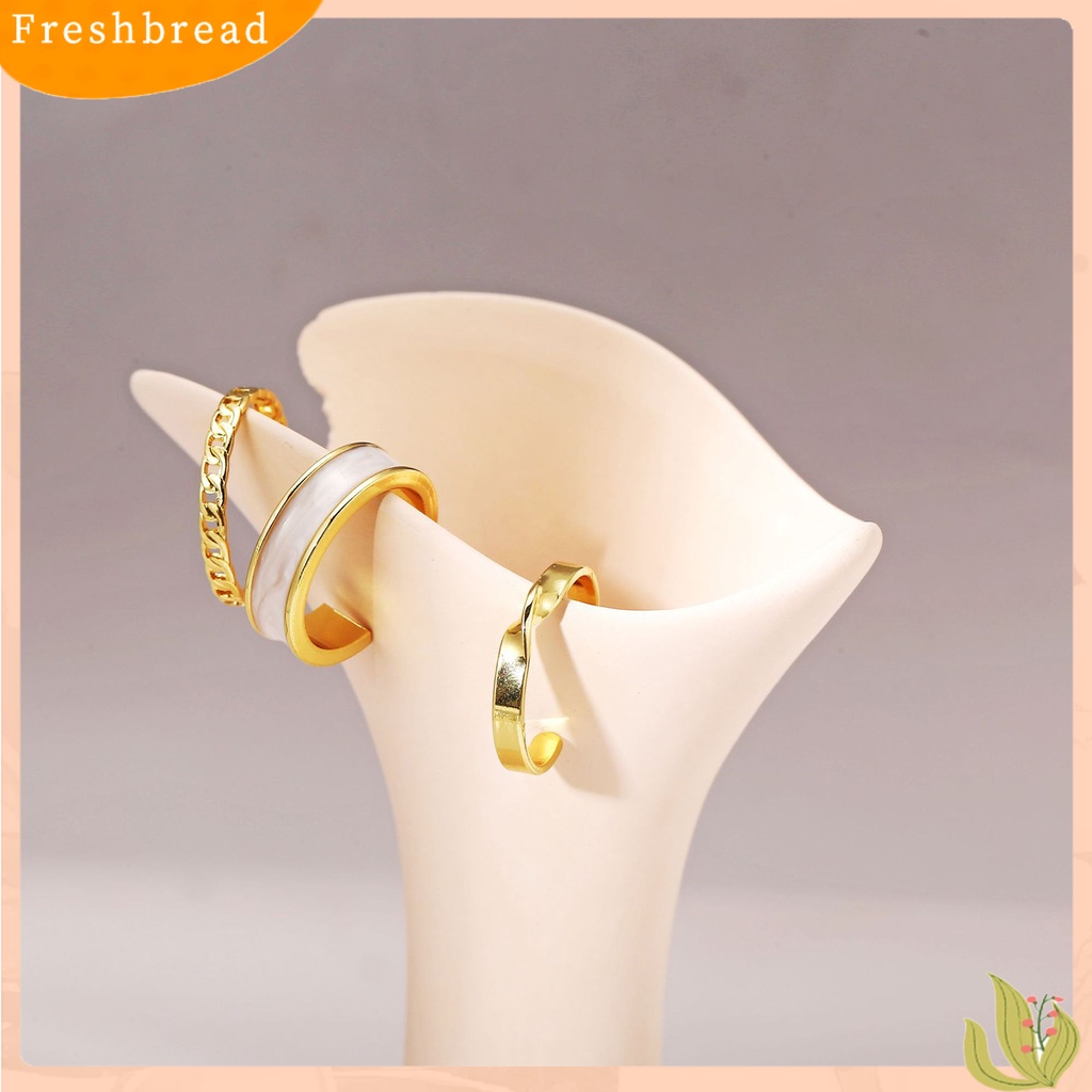 &lt; Freshbread &gt; 3Pcs/Set Cincin Jari Cincin Wanita Halus Terbuka Menawan Mengkilap Dapat Disesuaikan Untuk Pacaran