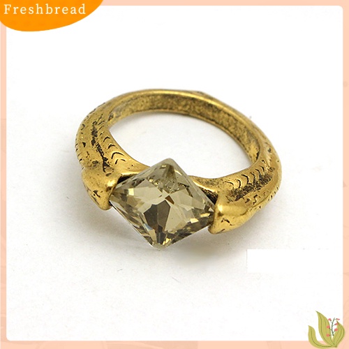 &lt; Freshbread &gt; Cincin Perhiasan Pria Wanita Vintage Warna Bronze Berlian Imitasi Gaya Punk Untuk Pesta