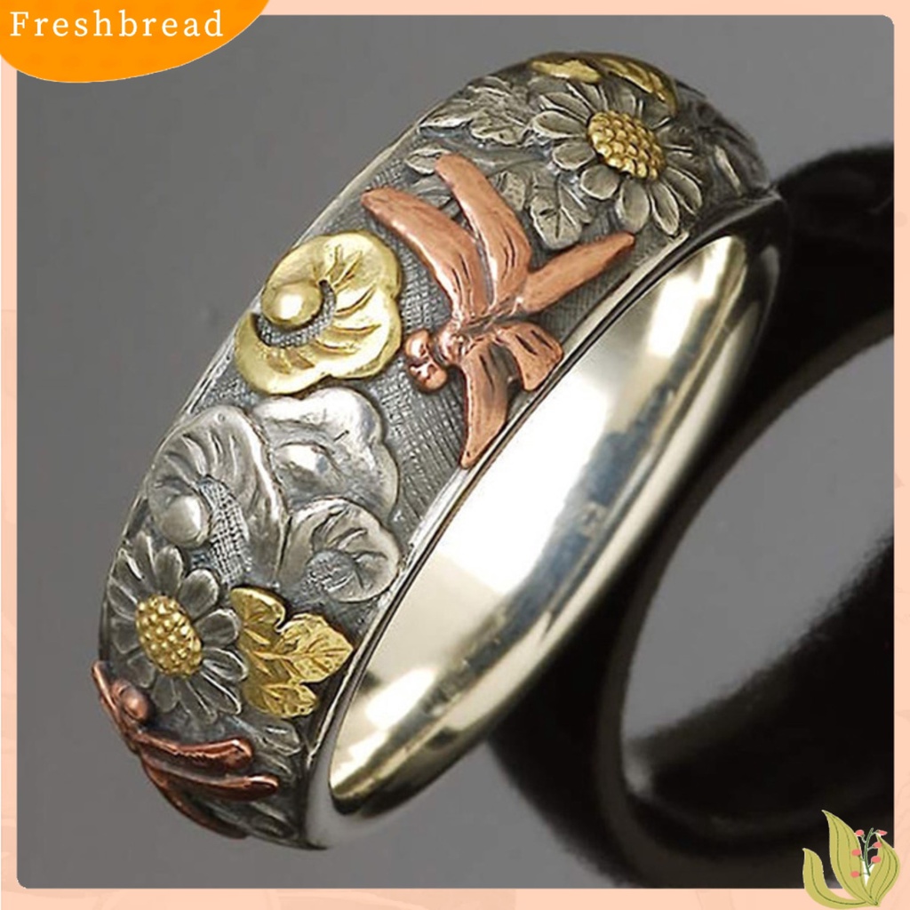 &lt; Freshbread &gt; Cincin Perhiasan Cincin Capung Vintage Bahan Alloy Cincin Bunga Matahari Untuk Pesta