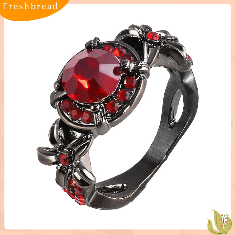 &lt; Freshbread &gt; Wanita Buatan Retro Safir Ruby Berlian Imitasi Perhiasan Cincin Pertunangan Pernikahan