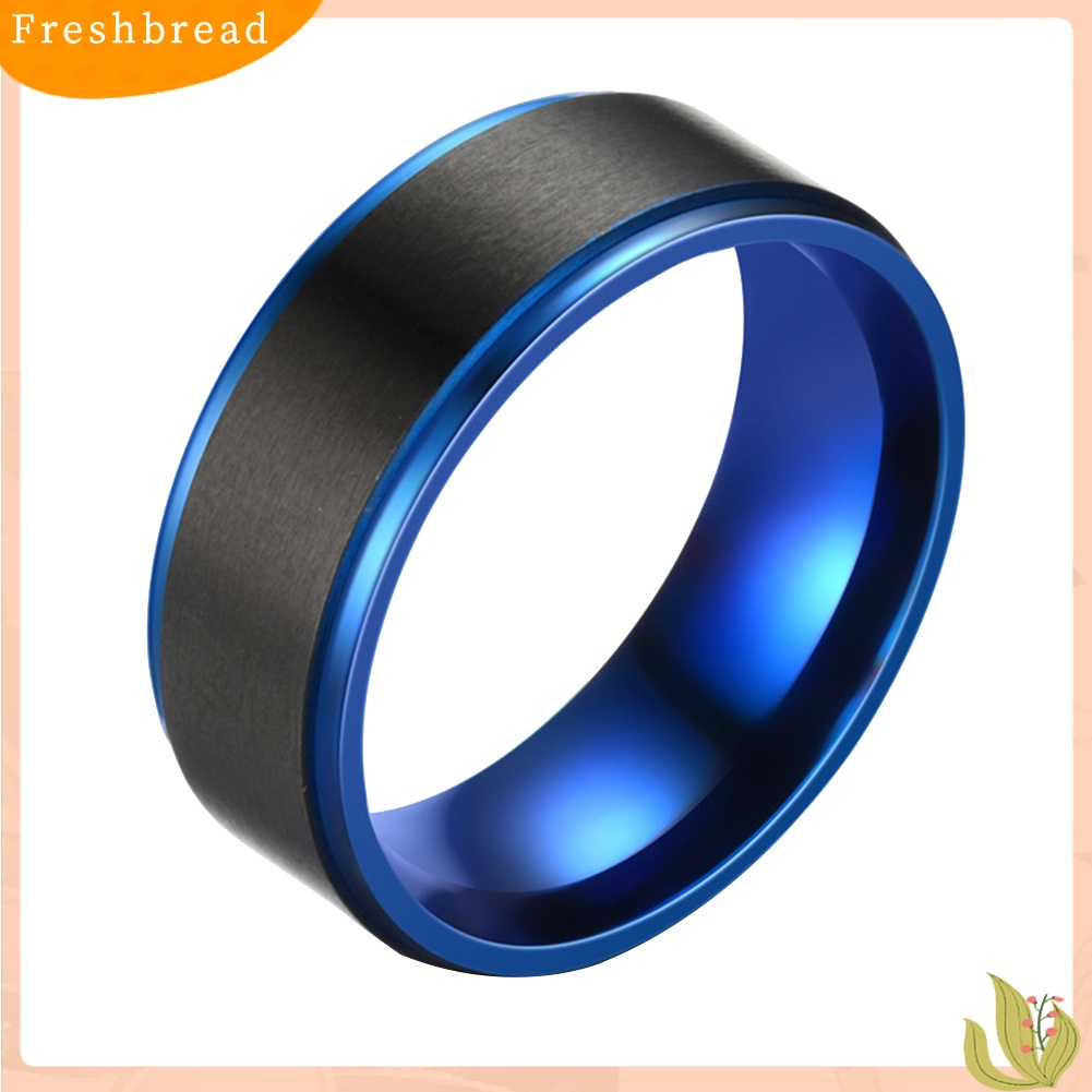 &lt; Freshbread &gt; Fashion Pria Dual Color Stainless Steel Band Cincin Jari Perhiasan Hadiah Ulang Tahun