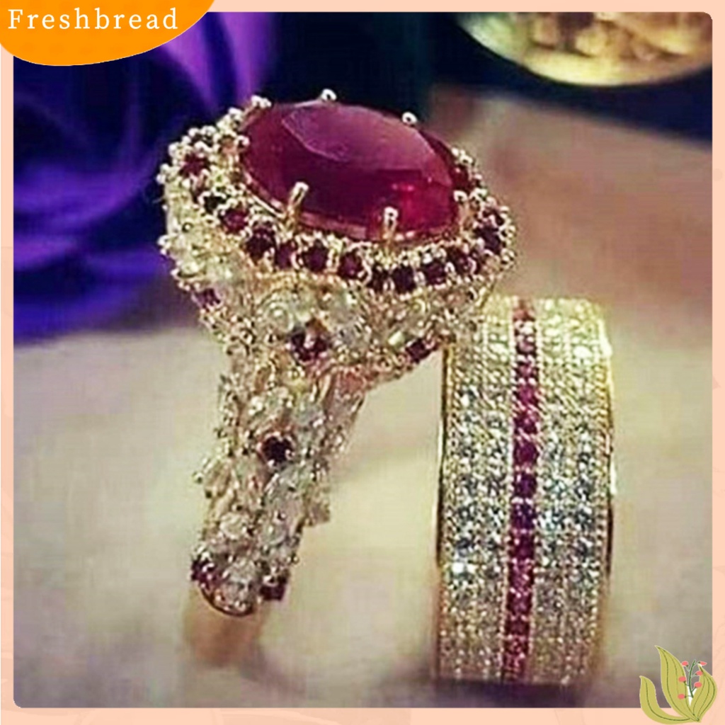 &lt; Freshbread &gt; Wanita Berlian Imitasi Inlay Cincin Antik Valentines Mengusulkan Circlet Perhiasan Hadiah