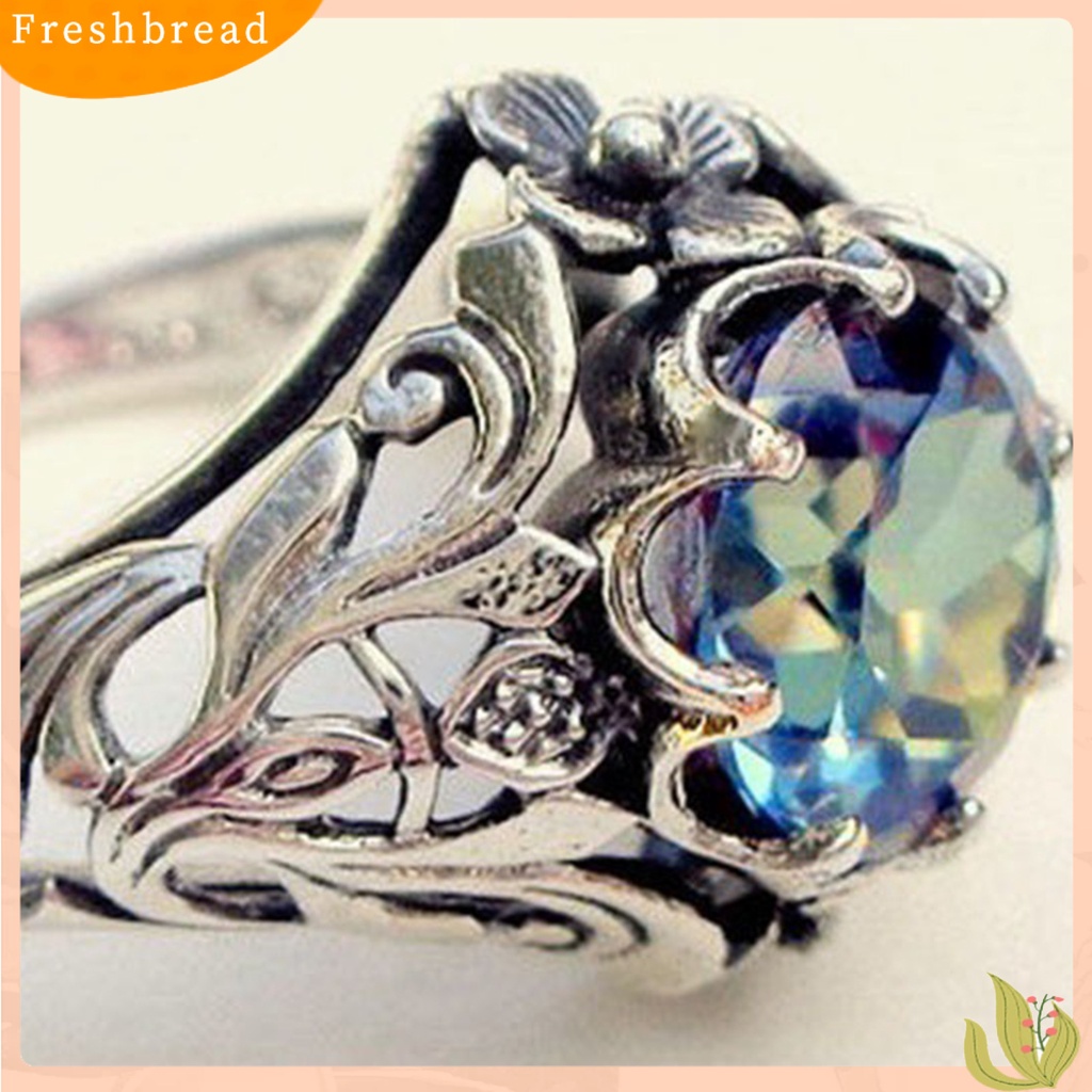 &lt; Freshbread &gt; Unisex Cincin Berongga Keluar Permata Imitasi Pria Wanita Vintage Ukiran Jari Cincin Hadiah Hari Kasih Sayang