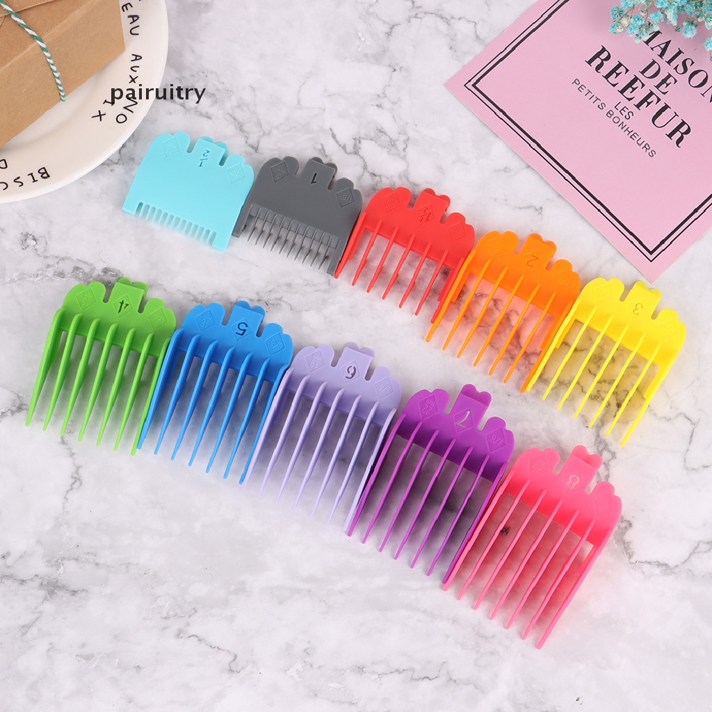 Prt 10pcs Barber Shop Styling Comb Sets Clipper Hair Limit Sisir Trimmer Tempel PRT