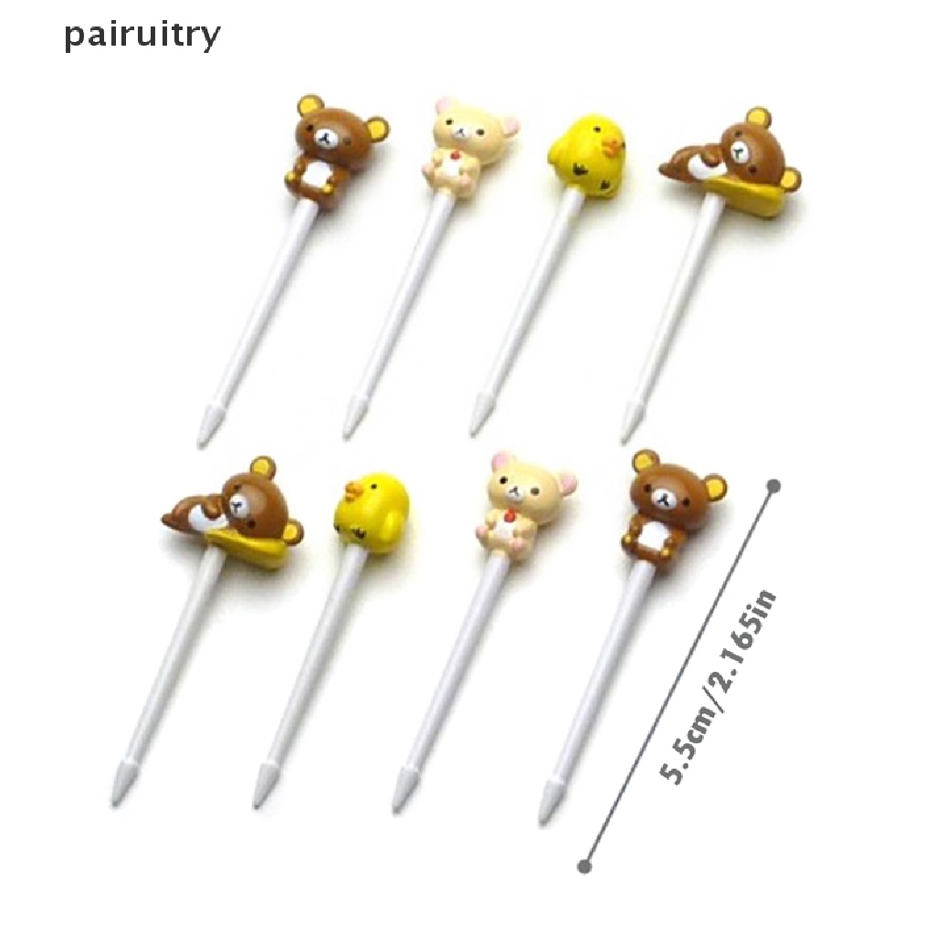 Prt 8pcs Animal Food Picks Bear shaped Mini Forks Anak Lucu Garpu Buah Bento Decor PRT