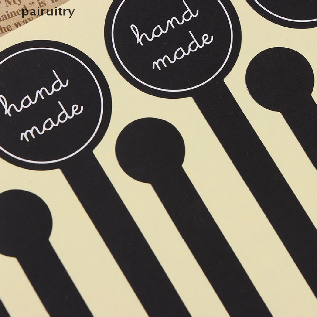 Prt 100PCS Perekat Model Panjang Handmade Kemasan Kue Sealing Label Kraft Stiker PRT