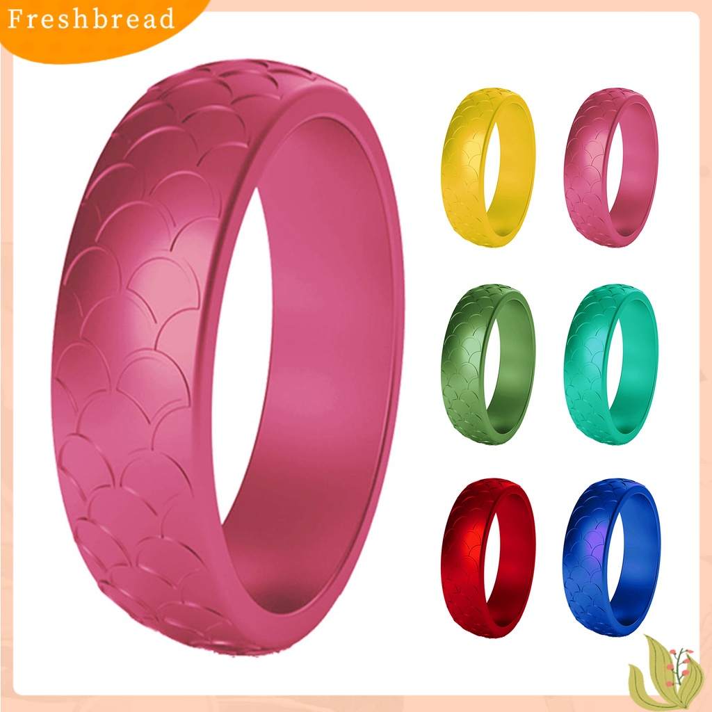 &lt; Freshbread &gt; 2Pcs Wanita Pola Sisik Ikan Ulang Tahun Cincin Silikon Pernikahan Band Aksesori Hadiah