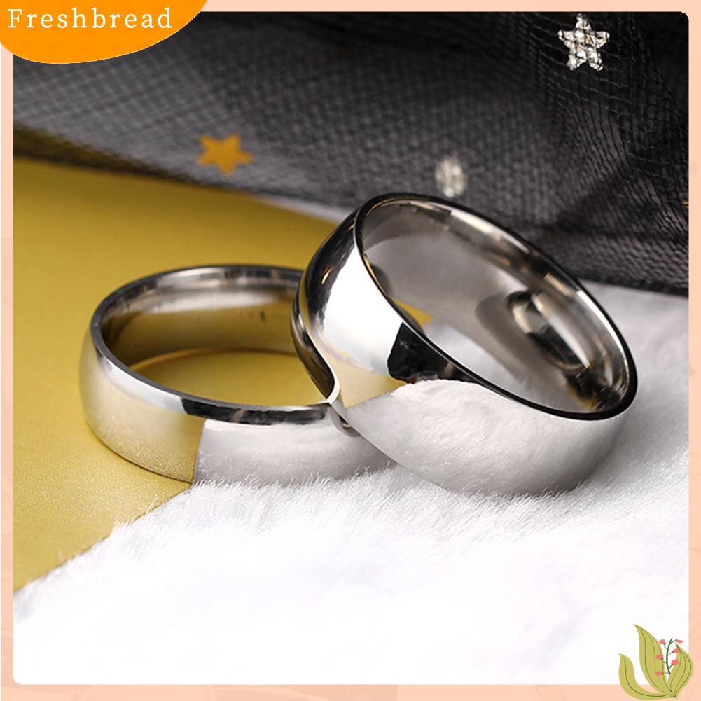 &lt; Freshbread &gt; Unisex Fashion Stainless Steel Pertunangan Pasangan Band Jari Cincin Perhiasan Hadiah