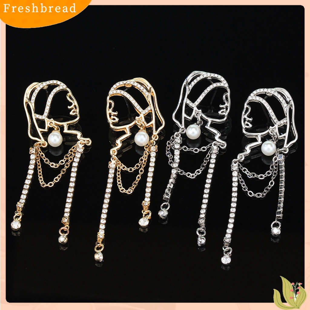 &lt; Freshbread &gt; 1pasang Anting Lady Mutiara Imitasi Abstrak Rumbai Gadis Potret Kepribadian Indah Drop Earrings Untuk Hadiah