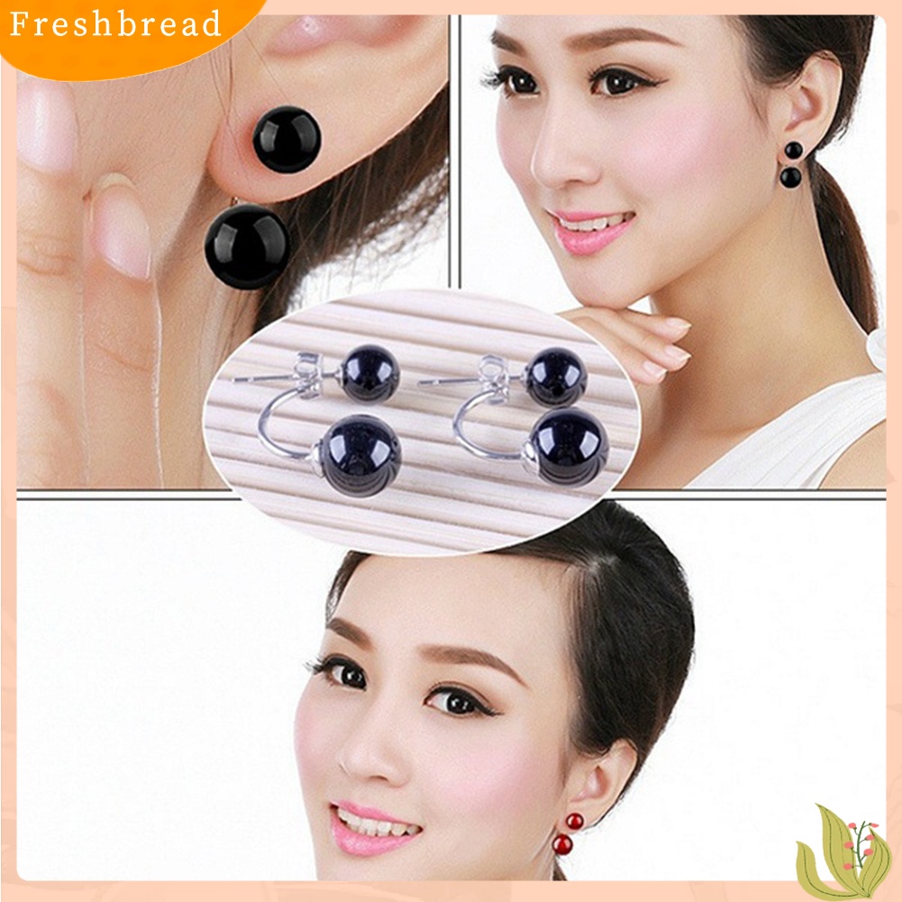 < Freshbread > Fashion Wanita Dua Sisi Faux Agate Ear Jacket Earrings Pesta Perhiasan Hadiah